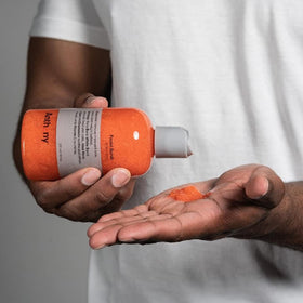 Anthony Facial Scrub lather on hand with creamy texture