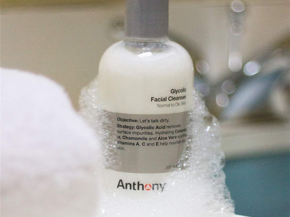 Anthony Glycolic Cleanser daily face wash with aloe for hydration.