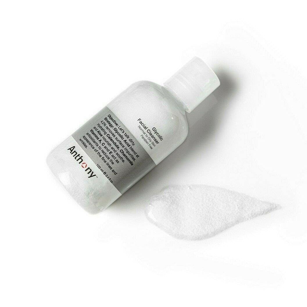 Anthony Glycolic Facial Cleanser in gym bag for daily deep cleansing routine