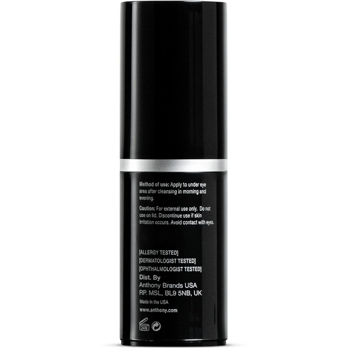 Anthony High-Performance Eye Cream ingredients list highlights vitamins A, C, and E.