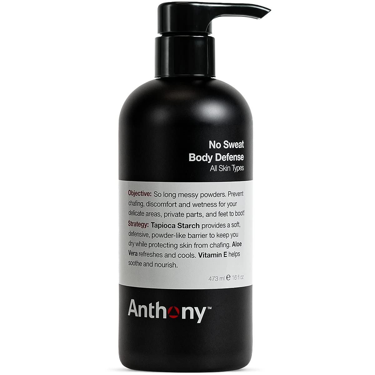 Anthony No Sweat bottle pour demonstrates easy, talc-free moisture control for daily wear.