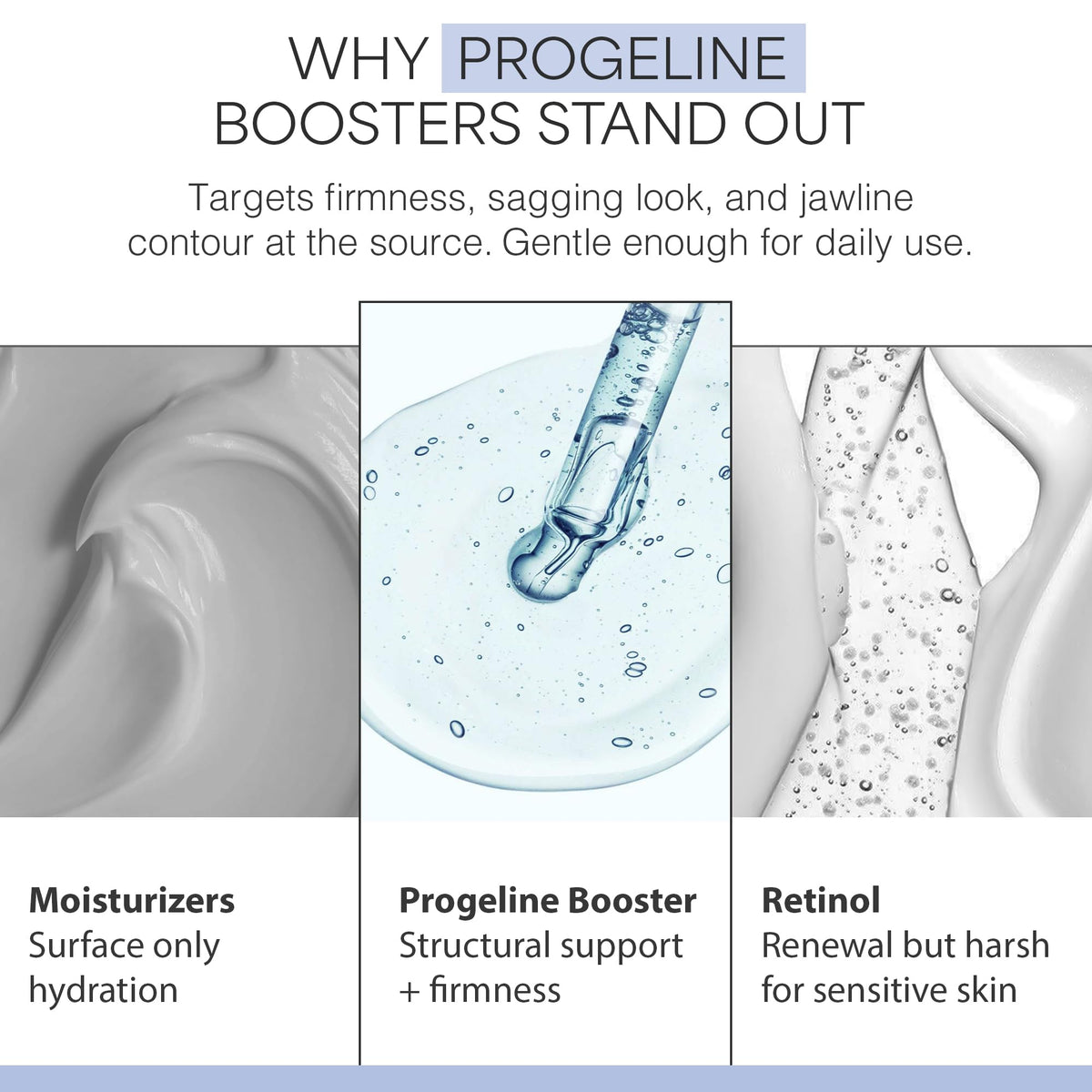 Anti-aging serum in use on face showing a subtle lift and glow.