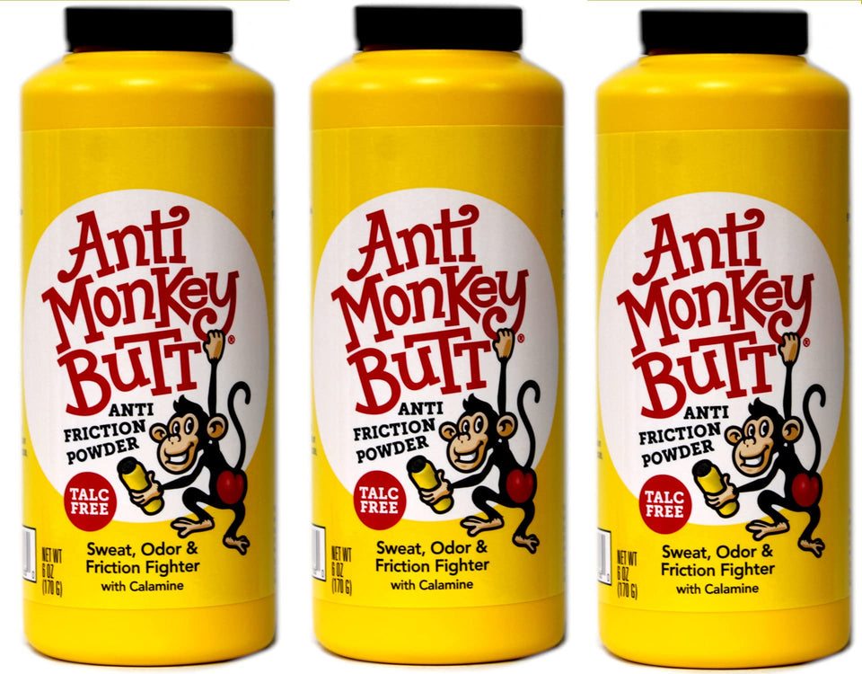 Anti Monkey Butt bottle of powder keeps you dry and comfortable during workouts.