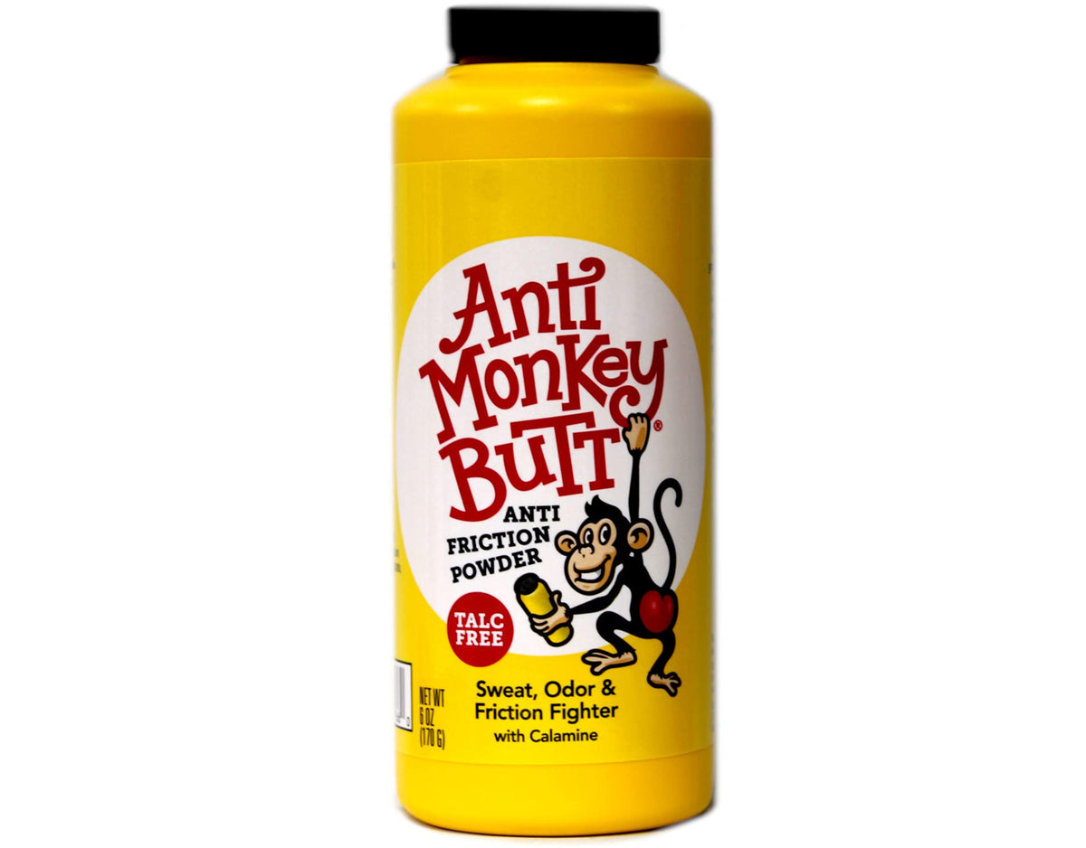 Anti Monkey Butt packaging shows convenient shaker lid for on-the-go use.