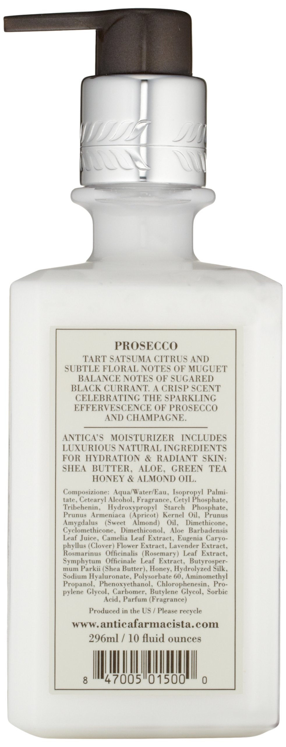 Antica Farmacista Prosecco body lotion texture, illustrating smooth application and subtle fragrance.