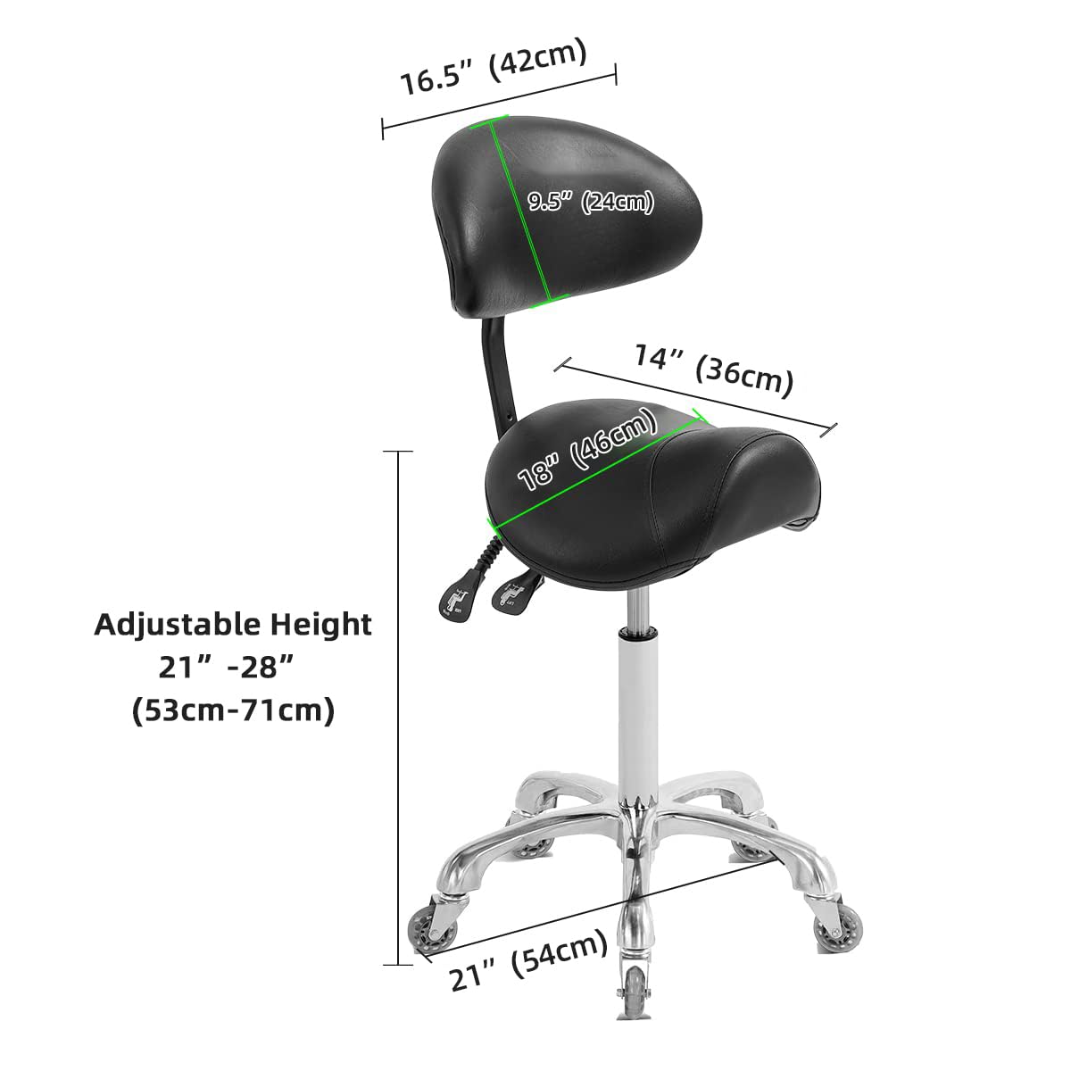 Antlu saddle stool rotates 360 degrees for versatile reach.