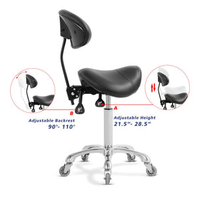 Antlu saddle stool backrest close-up showing proximity to spine for upright posture.