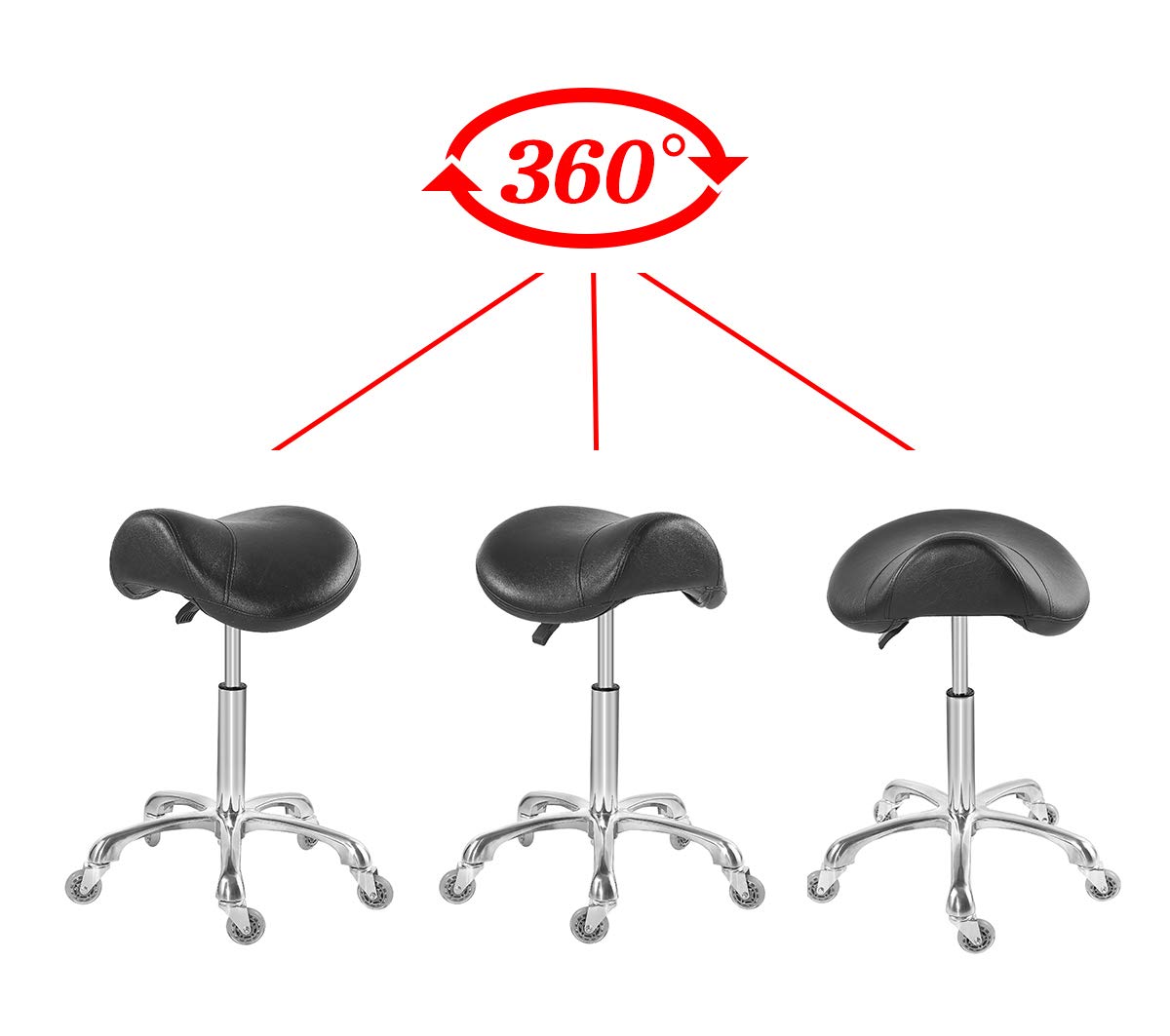 Antlu Saddle Stool with adjustable height 21.5 to 28.5 inches.