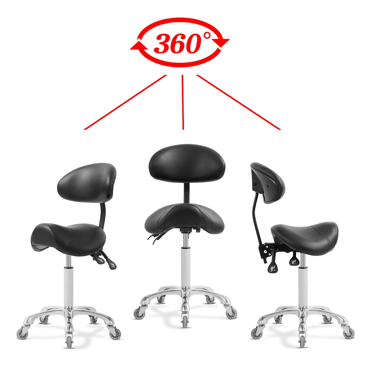 Antlu saddle stool roller wheels feature floor-friendly, durable construction.