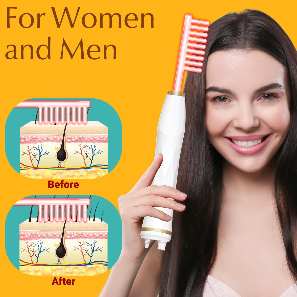ANTMPO Hair Growth Comb side view highlights ergonomic handle for comfortable grip.