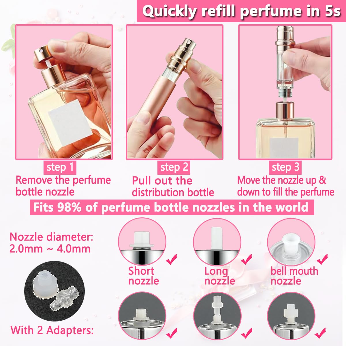 ANTOKX pocket-size perfume atomizer fits in a purse for on-the-go fragrance.