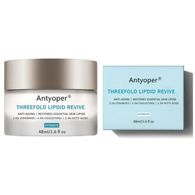 Antyoper Triple Lipid Peptide jar closeup showing ceramides for skin nourishment.