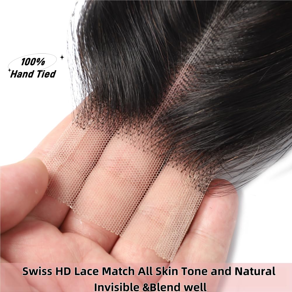Anvnkl middle-part closure demonstrates versatile styling options.