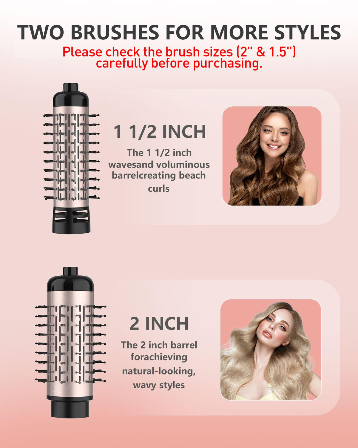 ANWA interchangeable brush head two-inch for larger sections and smooth blowouts