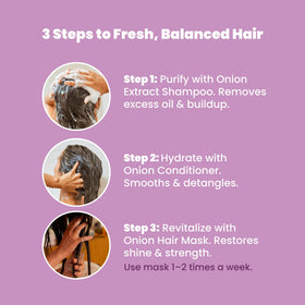 ANYELUZ Onion Conditioner dispense reveals smooth, protected strands after use.