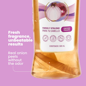 ANYELUZ Onion Kit packaging box showcases a three-step routine for refreshed hair.