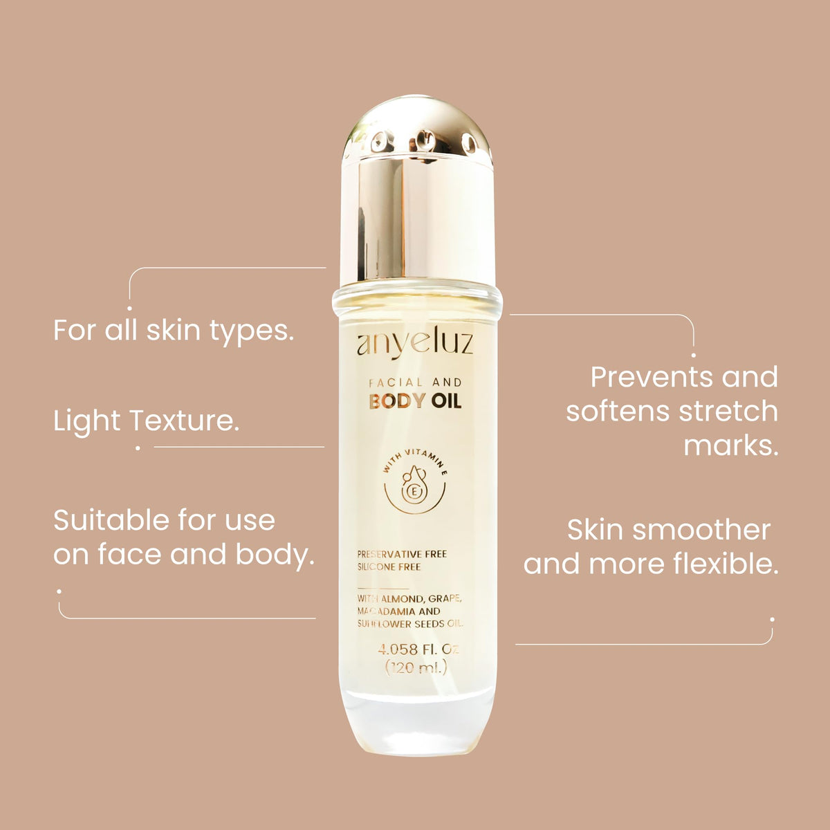 ANYELUZ stretch marks area focus shows prevention and improved texture.