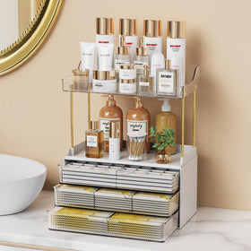 Anylady bathroom organizers with multi-layer drawers keep cosmetics organized and accessible