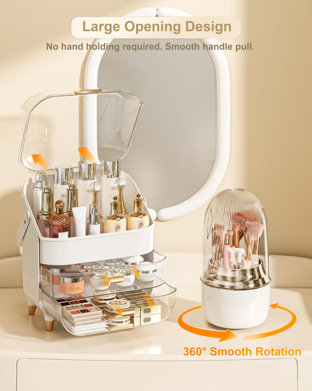 Anylady dresser display elevates cosmetics with rose gold finish