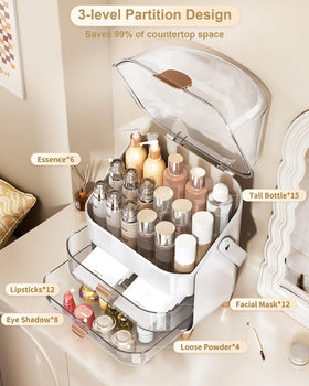 Anylady makeup storage box on dresser saves space while reducing clutter