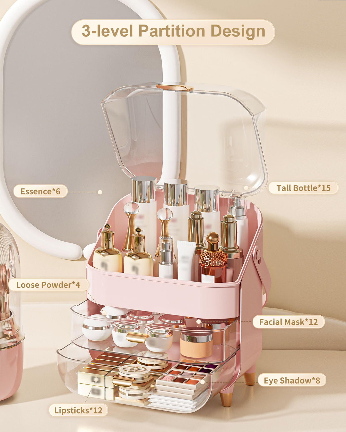 Anylady dust-proof makeup organizer protects brushes and makeup from debris