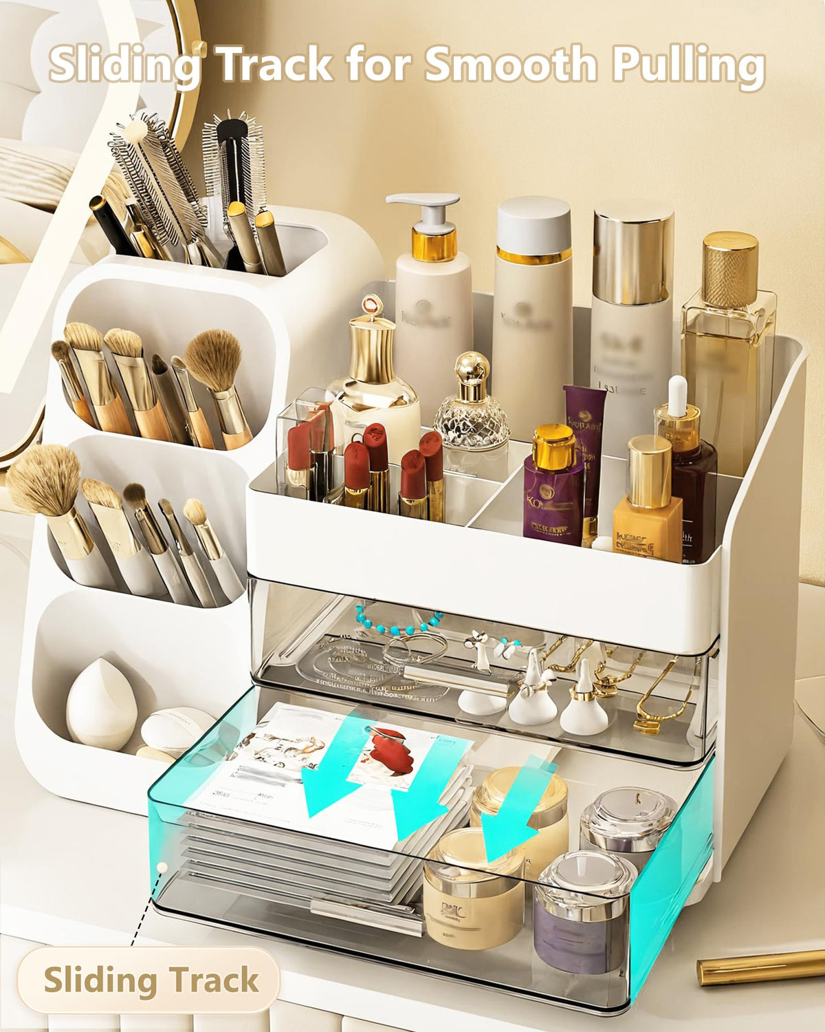 Anylady lipstick and small-item compartments streamline daily routines.