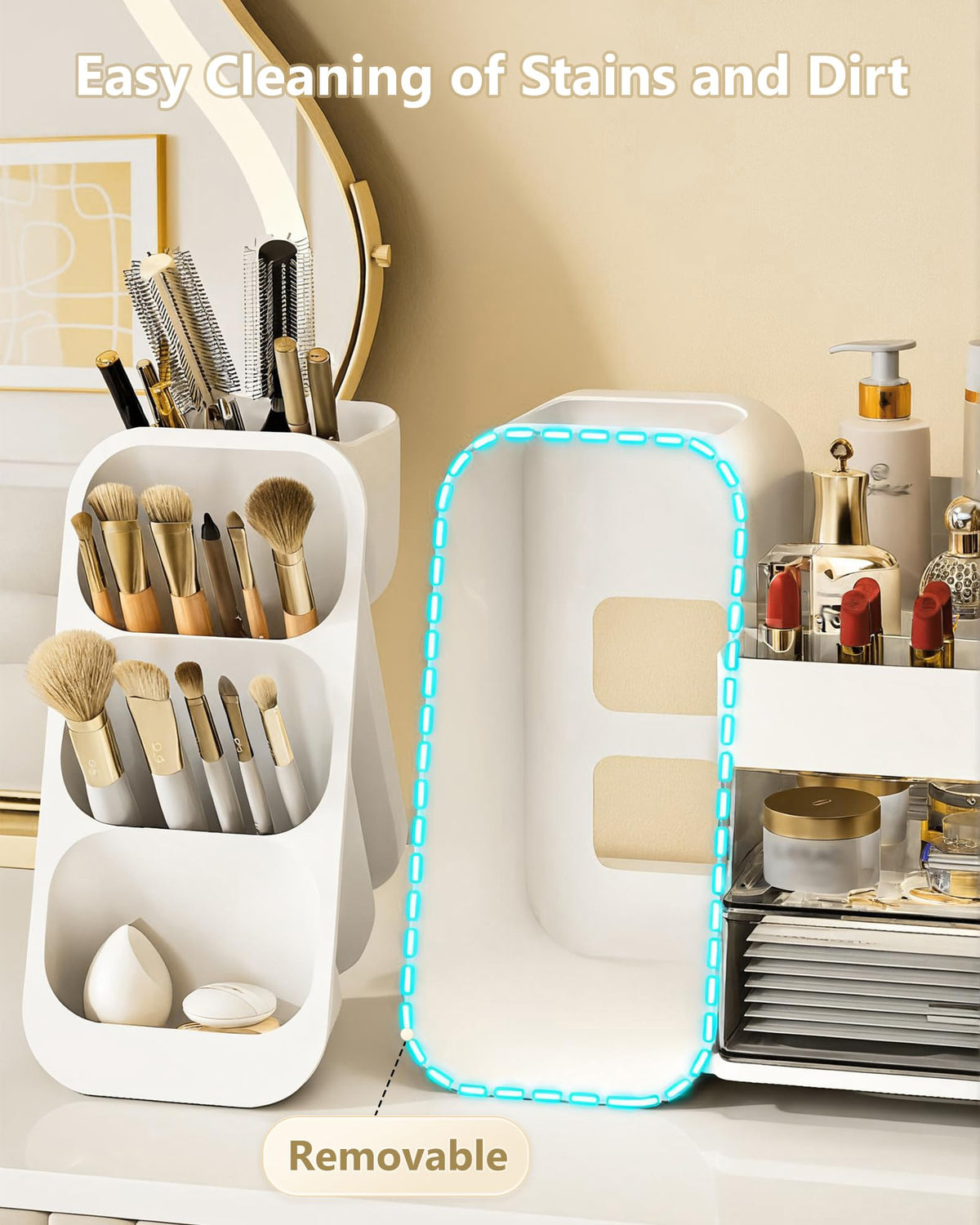 Anylady makeup-brush-holder keeps brushes upright and easy to grab.