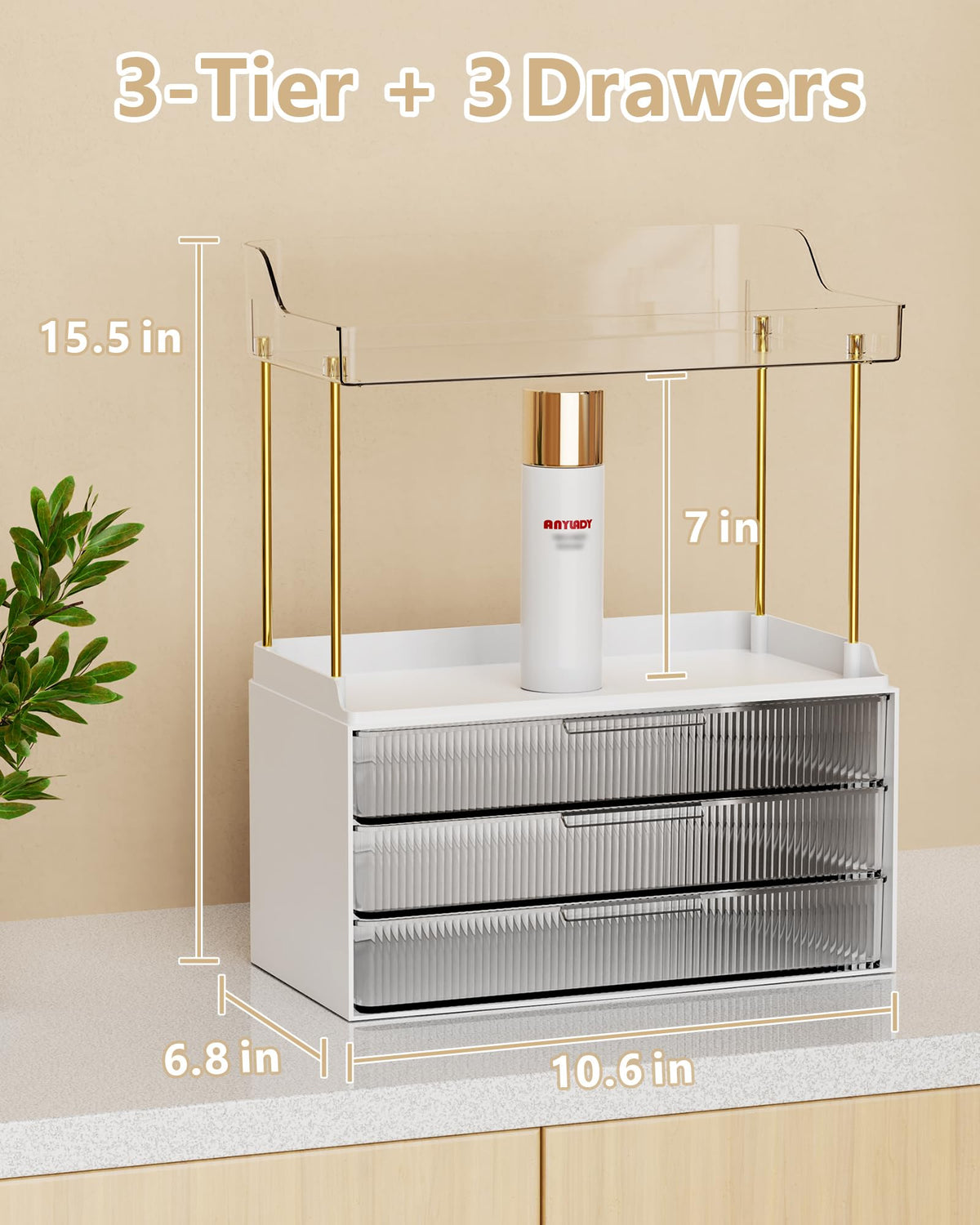 Anylady makeup organizer with sturdy frame holds heavy palettes securely