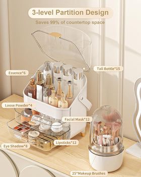 Anylady skincare holder rose gold with drawer-top neatly organized