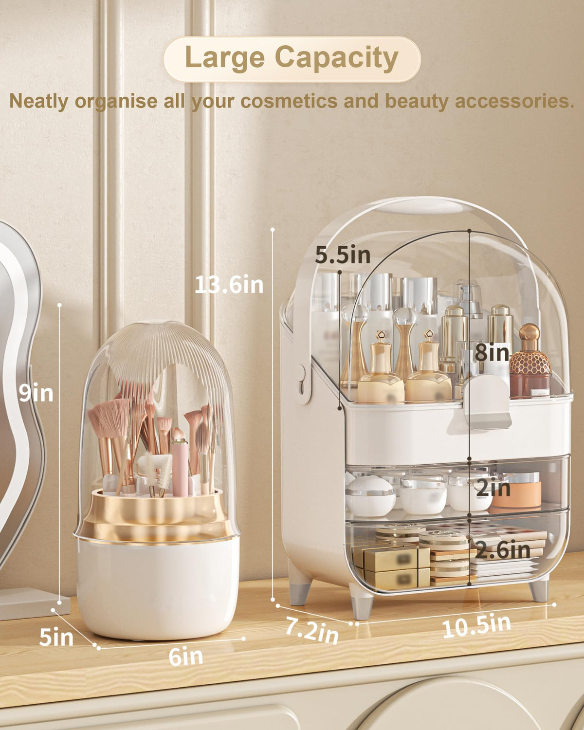Anylady skincare storage 3-tier neatly holds tall bottles and small items