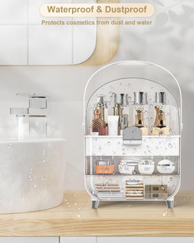 Anylady vanity organizer silver stores lipsticks, brushes, and jewelry in one tidy space