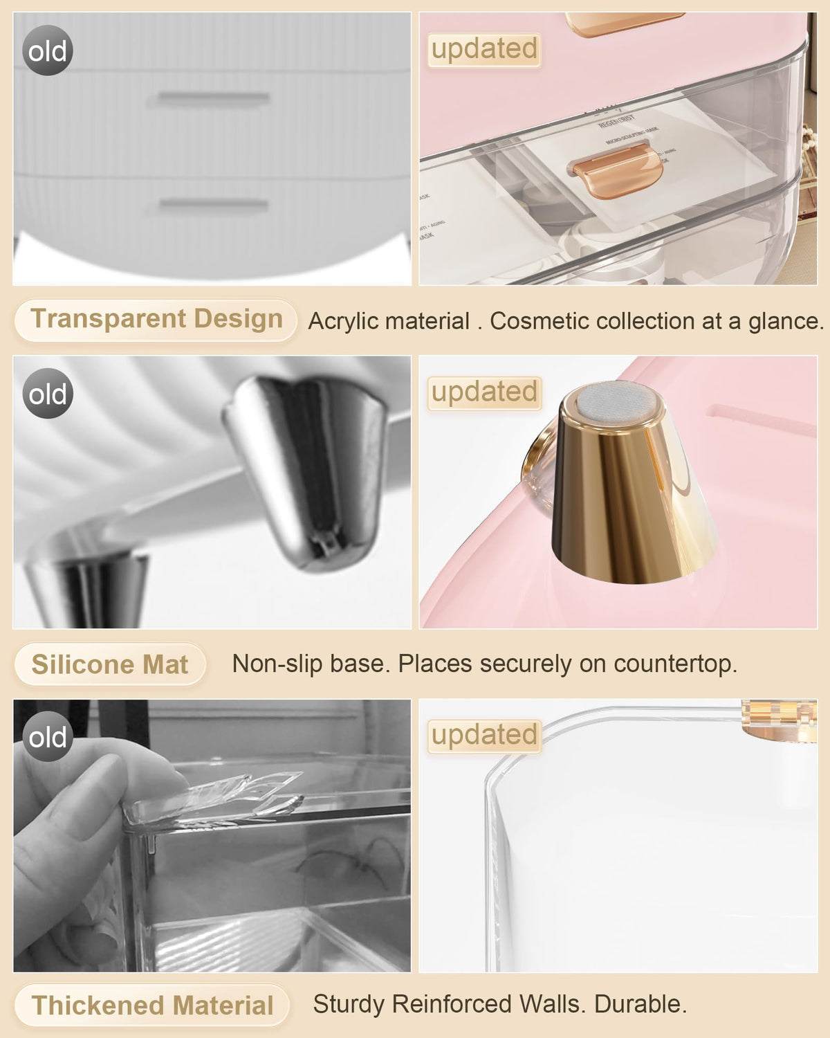 Anylady vanity storage box with clear top lets you see contents at a glance