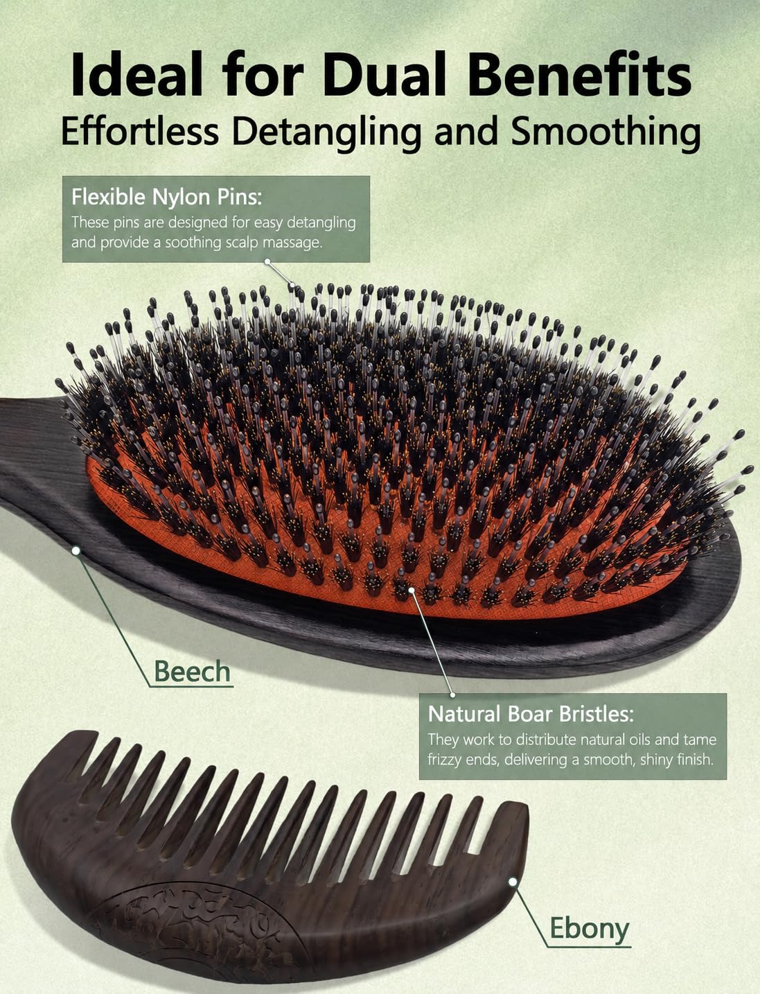 Anynew wide-tooth comb detangling gently through knots to reduce pulling.
