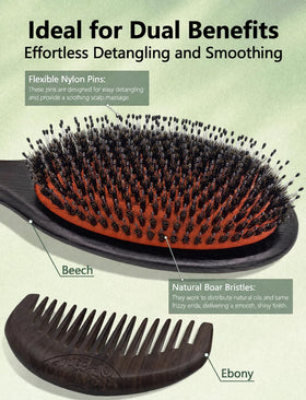 Anynew wide-tooth comb detangling gently through knots to reduce pulling.