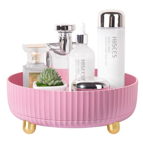 Anyoifax 360° rotating organizer tray on vanity displaying cosmetics for easy access.