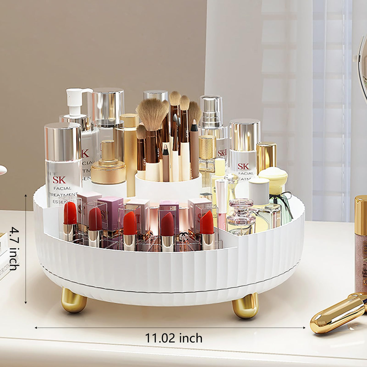 Anyoifax lazy susan on bathroom countertop for easy reach.