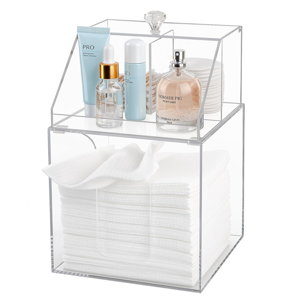 Anyoifax clear acrylic box displaying towels for quick access and dry storage.