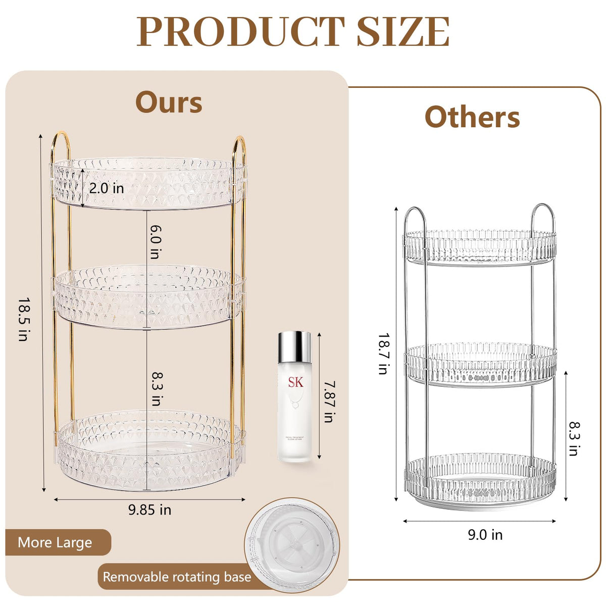 Anyoifax clear display with gold-toned accents elevates bathroom decor.