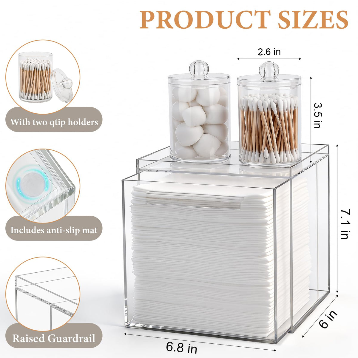Anyoifax disposable face towels holder stacked top groove for organized vanity essentials