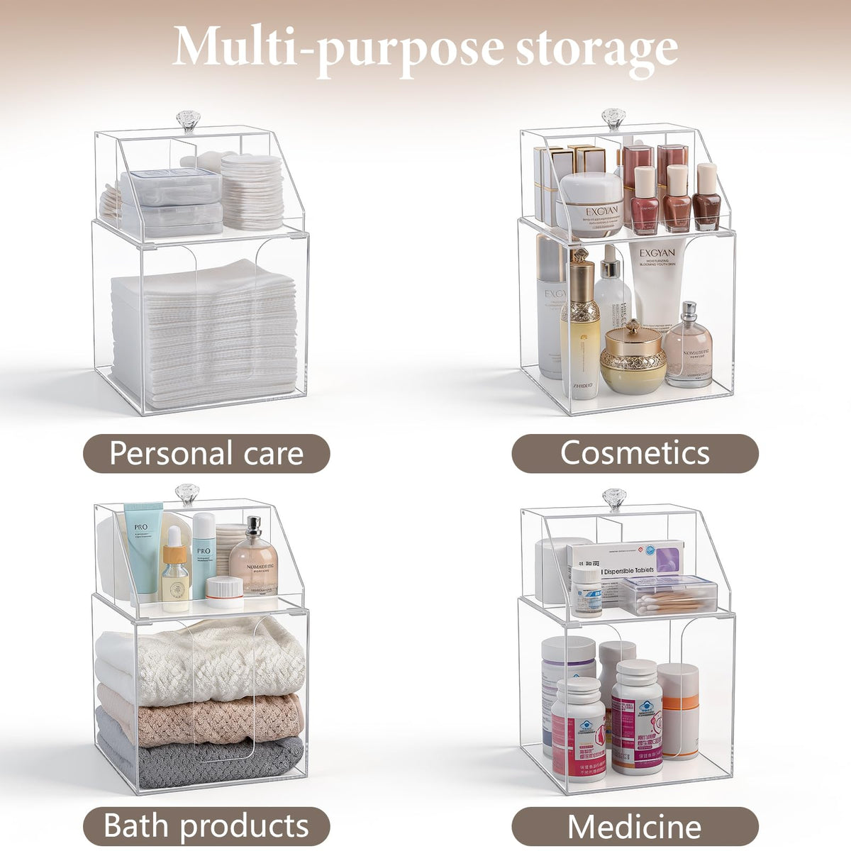 Anyoifax stylish acrylic box elevates bathroom countertop decor.