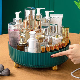 Anyoifax lazy Susan top view showing smooth spin and tidy cosmetics.