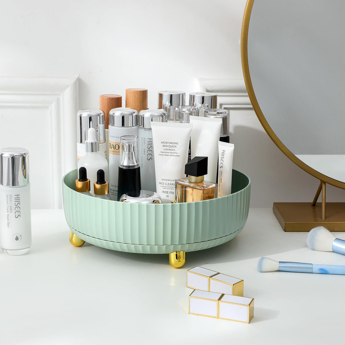 Anyoifax lazy Susan vanity organizer on dresser keeps items at hand