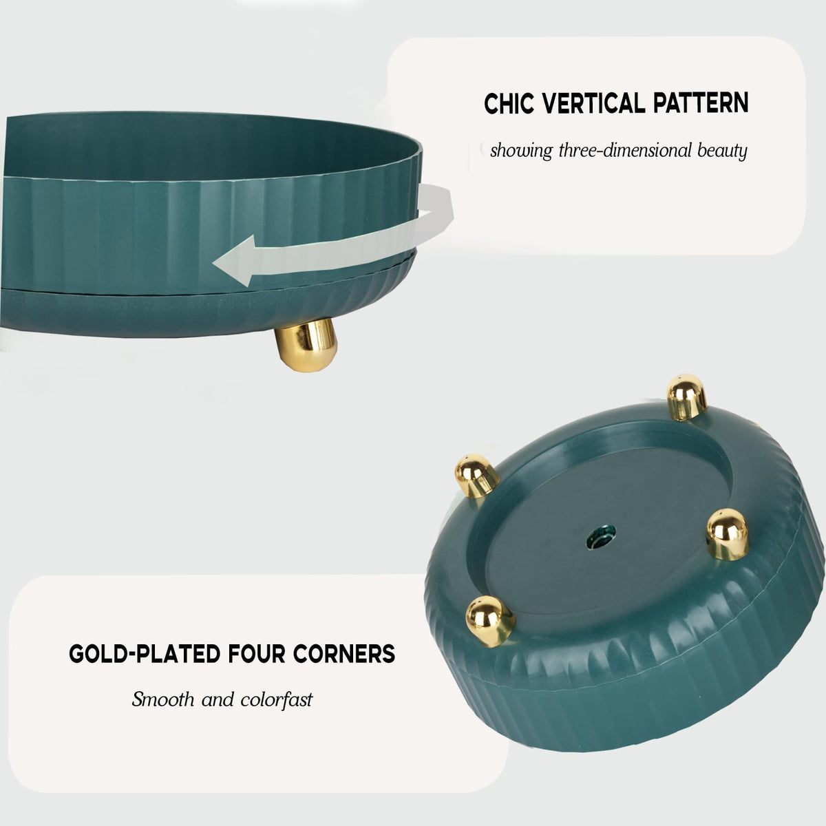 Teal lychee-texture base adds style and blends with chic decor.