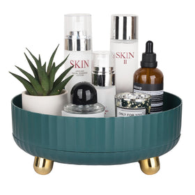 Anyoifax 360° rotation makeup organizer on teal finish for easy vanity access.