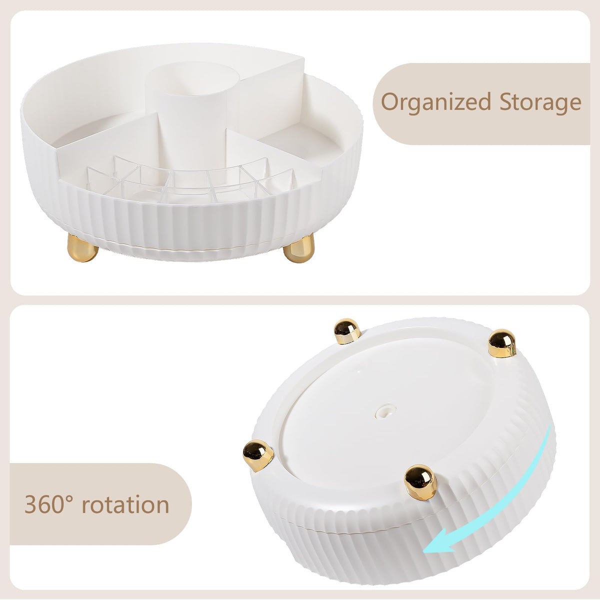 Anyoifax large white organizer keeps skincare, makeup, and tools visible.
