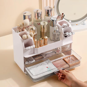 Anyoifax vanity organizer with brush holder keeps brushes neatly organized and accessible.