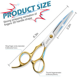 ANYSIN professional hair cutting scissors ergonomic offset handle reduces wrist strain during long cuts.
