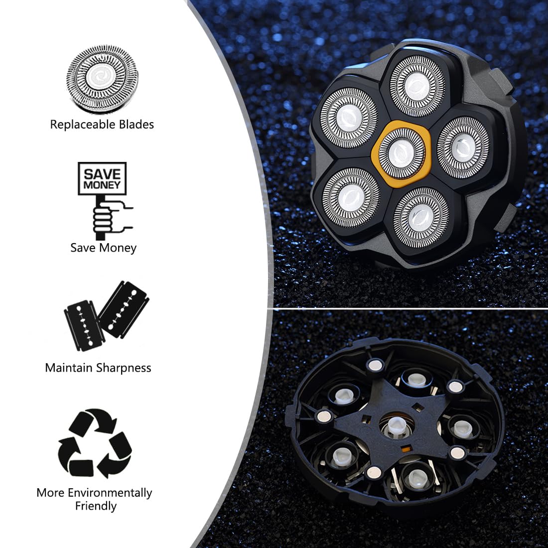 ANYSONIC half-6 blade magnetic head blade cover protects sharp blades.