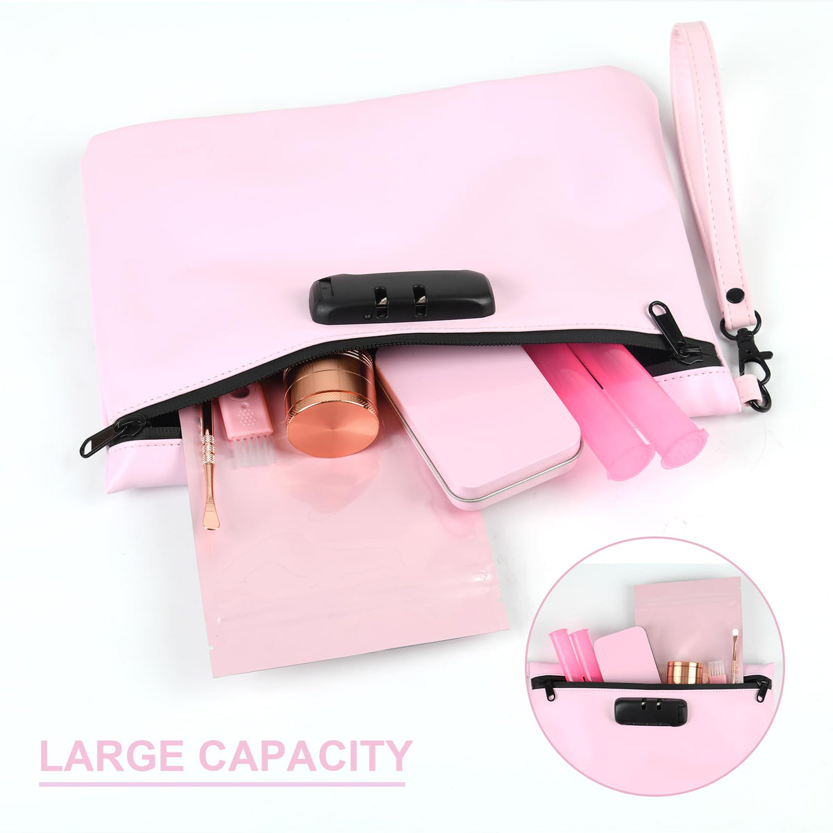 Aobelan inside mesh dividers show organized compartments for easy access.