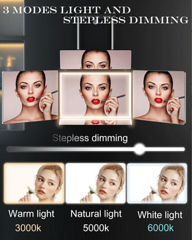 Aokoka foldable mirror ideal for makeup and hair styling on the go.